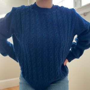 Vintage Brookshire Navy Blue Cable Knit Sweater Size Medium